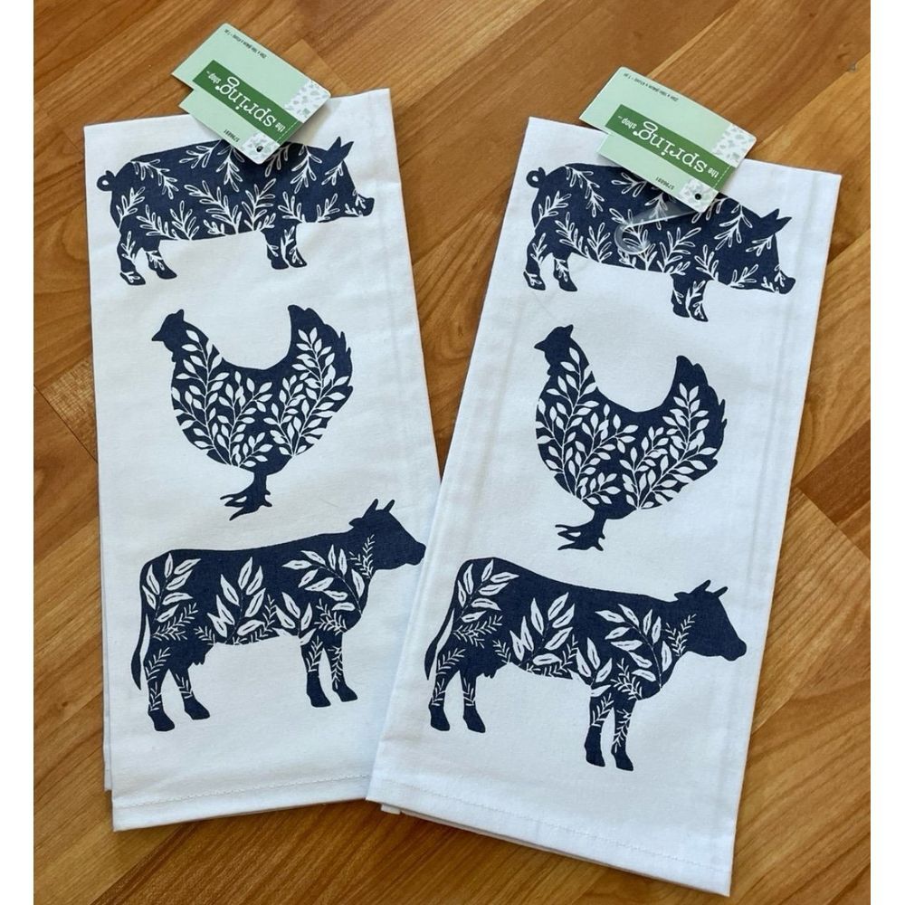 Cow, Chicken, Pig Farmhouse Kitchen Dish Towel -new‎